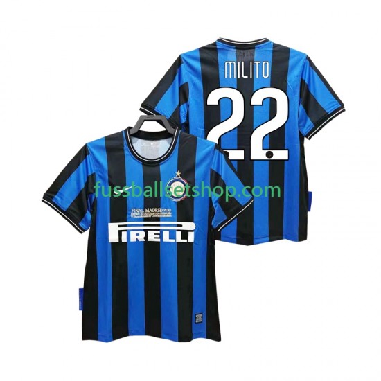 Günstige Fußball Trikotsatz Inter Mailand MILITO 22 2009 Retro Herren Heimtrikot 2010 Kurzarm
