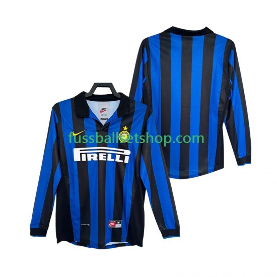 Günstige Fußball Trikotsatz Inter Mailand Retro Herren Heimtrikot 1998 1999 Langarm