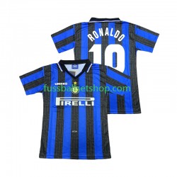 Günstige Fußball Trikotsatz Inter Mailand Ronaldo 10 1997 Retro Herren Heimtrikot 1998 Kurzarm
