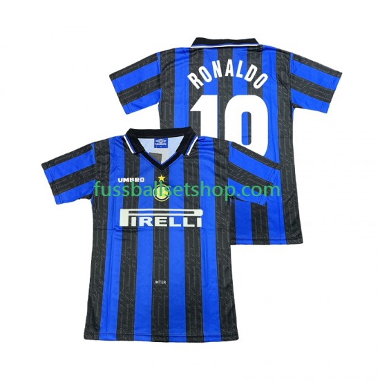 Günstige Fußball Trikotsatz Inter Mailand Ronaldo 10 1997 Retro Herren Heimtrikot 1998 Kurzarm