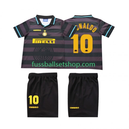 Günstige Fußball Trikotsatz Inter Mailand Ronaldo 10 1997 Retro Kinder Ausweichtrikot 1998 Kurzarm