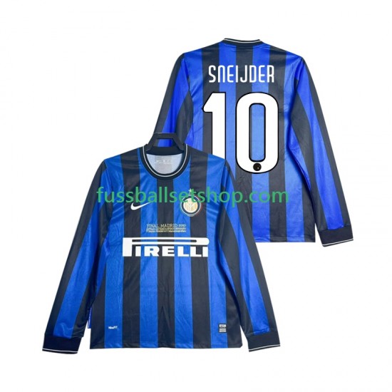 Günstige Fußball Trikotsatz Inter Mailand SNEIJDER 10 2009 Retro Herren Heimtrikot 2010 Langarm