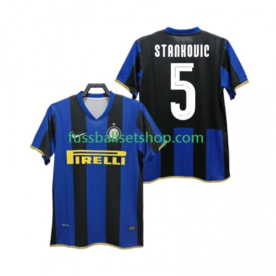 Günstige Fußball Trikotsatz Inter Mailand STANKOVIC 5 Champions League 2009 Retro Herren Heimtrikot 2008 Kurzarm