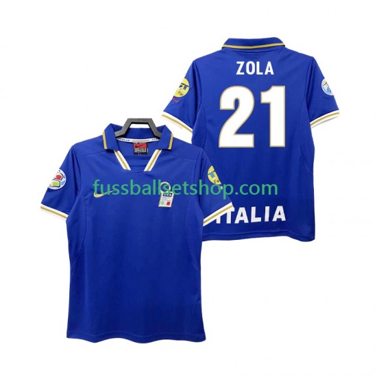 Günstige Fußball Trikotsatz Italien ZOLA 21 1996 Retro Herren Heimtrikot Kurzarm