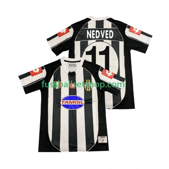 Günstige Fußball Trikotsatz Juventus Turin NEDVED 11 2003 Retro Herren Heimtrikot 2002 Kurzarm