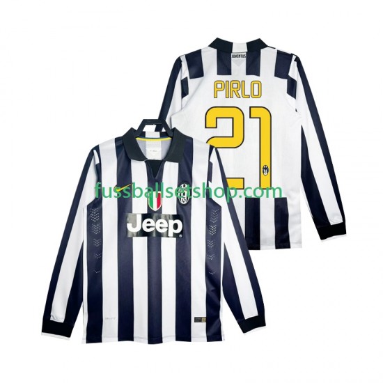 Günstige Fußball Trikotsatz Juventus Turin Pirlo 21 2014 2015 Retro Herren Heimtrikot Langarm