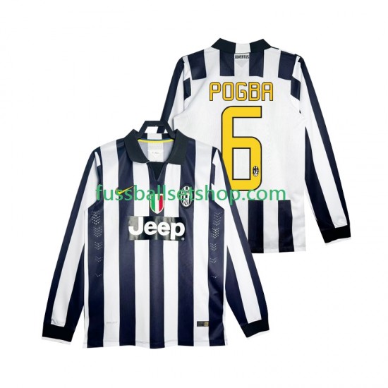 Günstige Fußball Trikotsatz Juventus Turin Pogba 6 2014 2015 Retro Herren Heimtrikot Langarm