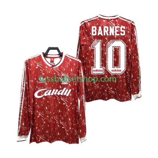 Günstige Fußball Trikotsatz Liverpool BARNES 10 1989 1991 Retro Herren Heimtrikot Langarm