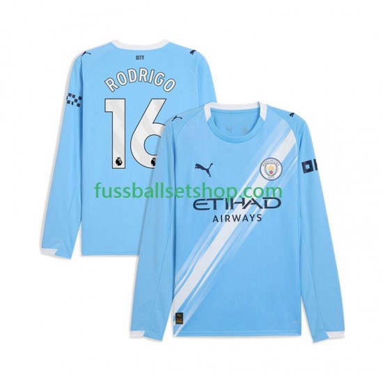Günstige Fußball Trikotsatz Manchester City Rodrigo Hernandez 16 Herren Heimtrikot 2025-2026 Langarm