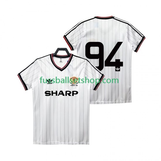 Günstige Fußball Trikotsatz Manchester United 94 1983 1984 Retro Herren Auswärtstrikot Kurzarm