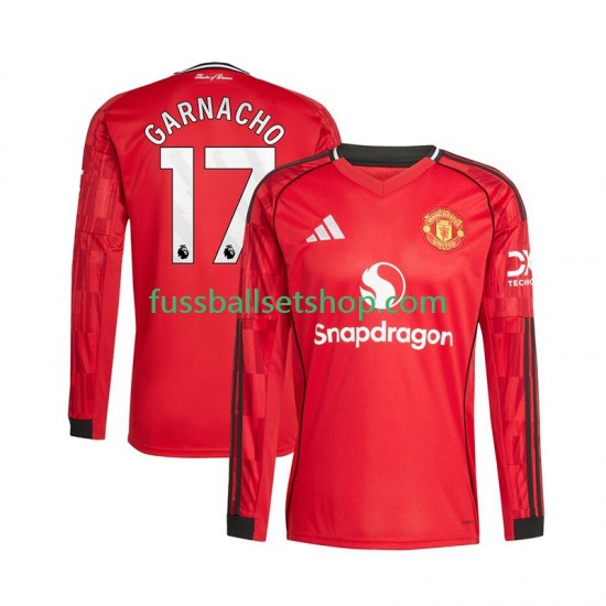 Günstige Fußball Trikotsatz Manchester United Alejandro Garnacho 17 Herren Heimtrikot 2025-2026 Langarm