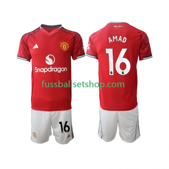Günstige Fußball Trikotsatz Manchester United Amad Diallo 16 Kinder Heimtrikot 2025-2026 Kurzarm