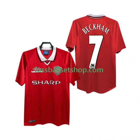 Günstige Fußball Trikotsatz Manchester United BECKHAM 7 2000 Retro Herren Heimtrikot 1999 Kurzarm