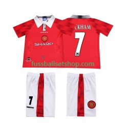 Günstige Fußball Trikotsatz Manchester United BECKHAM 7 1996 1997 Retro Kinder Heimtrikot Kurzarm