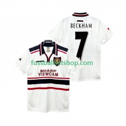Günstige Fußball Trikotsatz Manchester United Beckham 7 Retro Herren Auswärtstrikot 1998 1999 Kurzarm