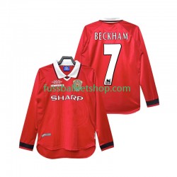 Günstige Fußball Trikotsatz Manchester United Beckham 7 2000 Retro Herren Heimtrikot 1999 Langarm