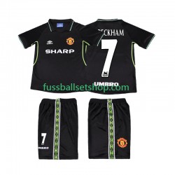 Günstige Fußball Trikotsatz Manchester United Beckham 7 Retro Kinder Ausweichtrikot 1998 1999 Kurzarm