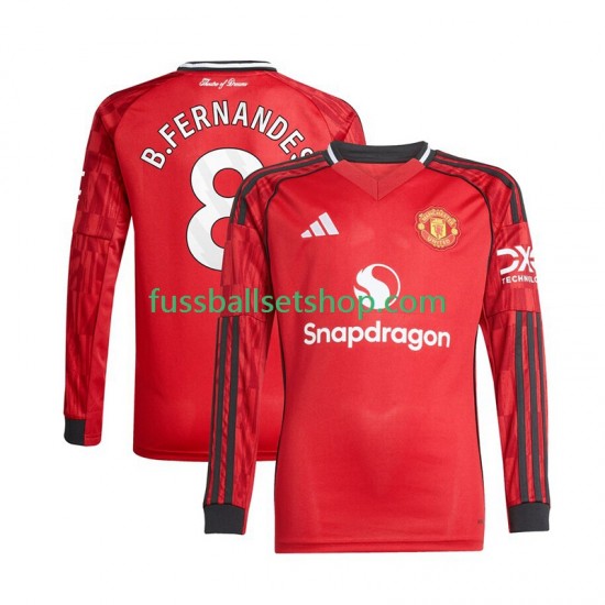 Günstige Fußball Trikotsatz Manchester United Bruno Fernandes 8 Herren Heimtrikot 2025-2026 Langarm