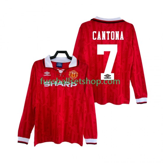 Günstige Fußball Trikotsatz Manchester United CANTONA 7 1992 Retro Herren Heimtrikot 1994 Langarm