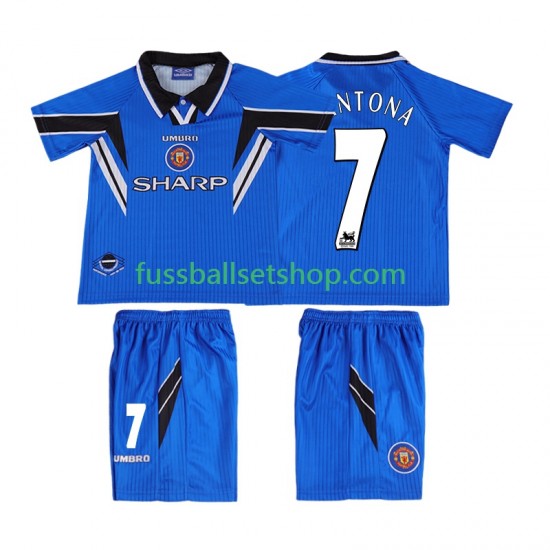 Günstige Fußball Trikotsatz Manchester United CONTONA 7 1996 Retro Kinder Ausweichtrikot 1998 Kurzarm