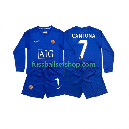 Günstige Fußball Trikotsatz Manchester United CONTONA 7 2009 Retro Kinder Ausweichtrikot 2008 Langarm