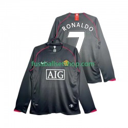 Günstige Fußball Trikotsatz Manchester United Critstiano Ronaldo 7 2007 Retro Herren Auswärtstrikot 2008 Langarm
