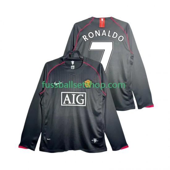 Günstige Fußball Trikotsatz Manchester United Critstiano Ronaldo 7 2007 Retro Herren Auswärtstrikot 2008 Langarm