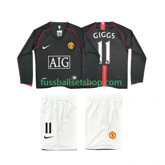 Günstige Fußball Trikotsatz Manchester United GIGGS 11 2007 Retro Kinder Auswärtstrikot 2008 Langarm