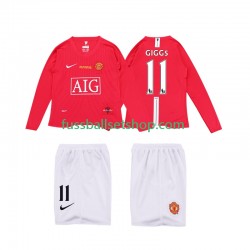 Günstige Fußball Trikotsatz Manchester United GIGGS 11 Premier League 2009 Retro Kinder Heimtrikot 2008 Langarm