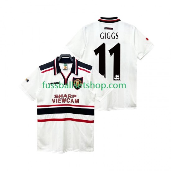 Günstige Fußball Trikotsatz Manchester United GIGGS 11 Retro Herren Auswärtstrikot 1998 1999 Kurzarm