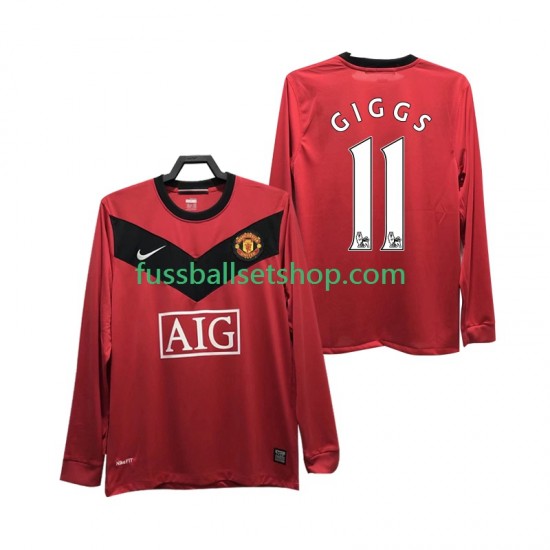 Günstige Fußball Trikotsatz Manchester United GIGGS 11 2009 Retro Herren Heimtrikot 2010 Langarm