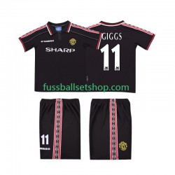 Günstige Fußball Trikotsatz Manchester United GIGGS 11 Retro Kinder Auswärtstrikot 1998 1999 Kurzarm