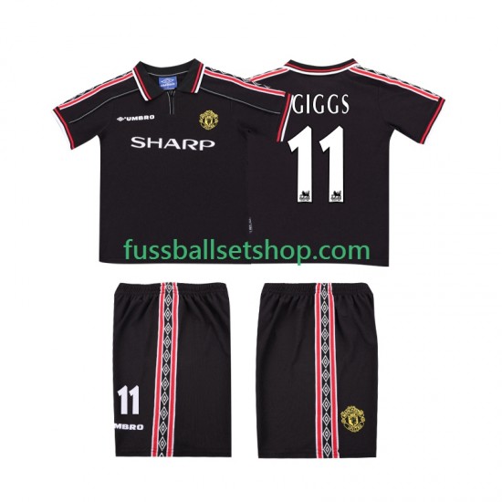 Günstige Fußball Trikotsatz Manchester United GIGGS 11 Retro Kinder Auswärtstrikot 1998 1999 Kurzarm