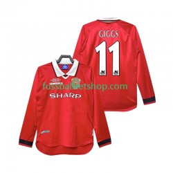 Günstige Fußball Trikotsatz Manchester United Giggs 11 2000 Retro Herren Heimtrikot 1999 Langarm