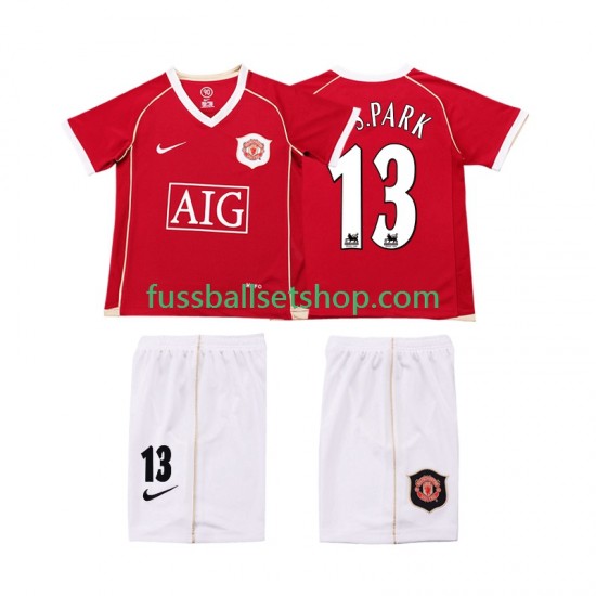Günstige Fußball Trikotsatz Manchester United J.S.PARK 13 2007 Retro Kinder Heimtrikot 2006 Kurzarm