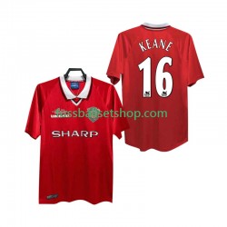 Günstige Fußball Trikotsatz Manchester United Keane 16 2000 Retro Herren Heimtrikot 1999 Kurzarm