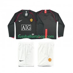 Günstige Fußball Trikotsatz Manchester United 2007 Retro Kinder Auswärtstrikot 2008 Langarm