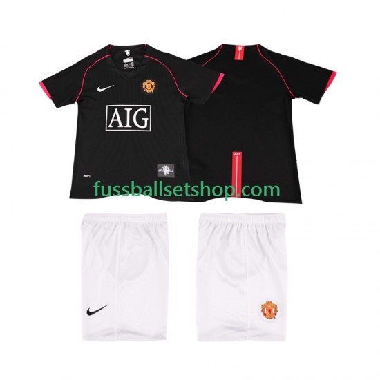 Günstige Fußball Trikotsatz Manchester United 2007 Retro Kinder Auswärtstrikot 2008 Kurzarm
