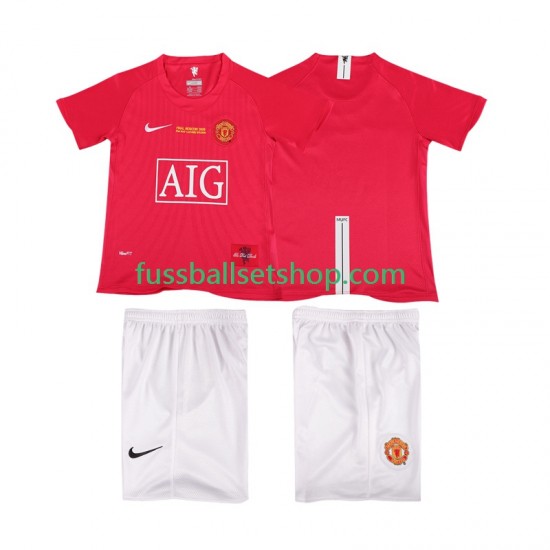 Günstige Fußball Trikotsatz Manchester United Champions League 2007 Retro Kinder Heimtrikot 2008 Kurzarm