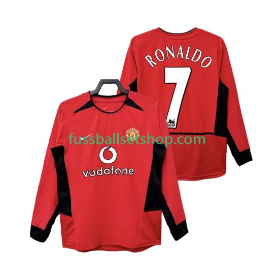 Günstige Fußball Trikotsatz Manchester United RONALDO 7 2004 Retro Herren Heimtrikot 2002 Langarm