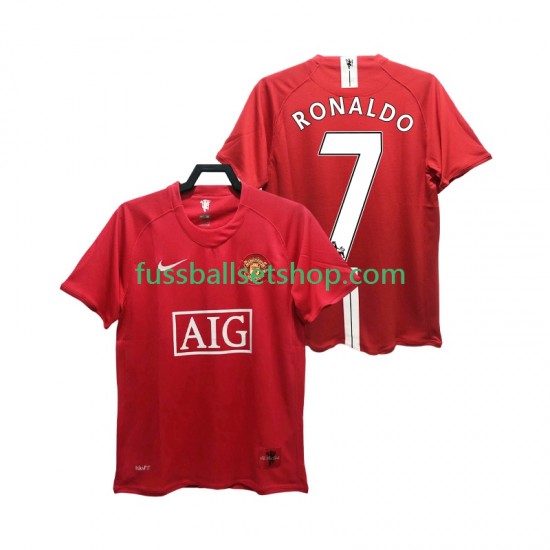 Günstige Fußball Trikotsatz Manchester United RONALDO 7 Premier League 2007 Retro Herren Heimtrikot 2008 Kurzarm