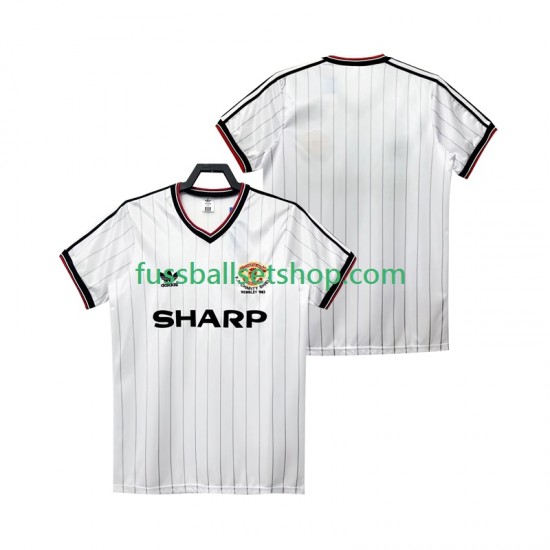 Günstige Fußball Trikotsatz Manchester United 1983 1984 Retro Herren Auswärtstrikot Kurzarm
