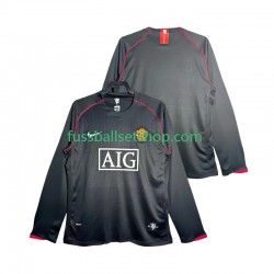 Günstige Fußball Trikotsatz Manchester United 2007 Retro Herren Auswärtstrikot 2008 Langarm