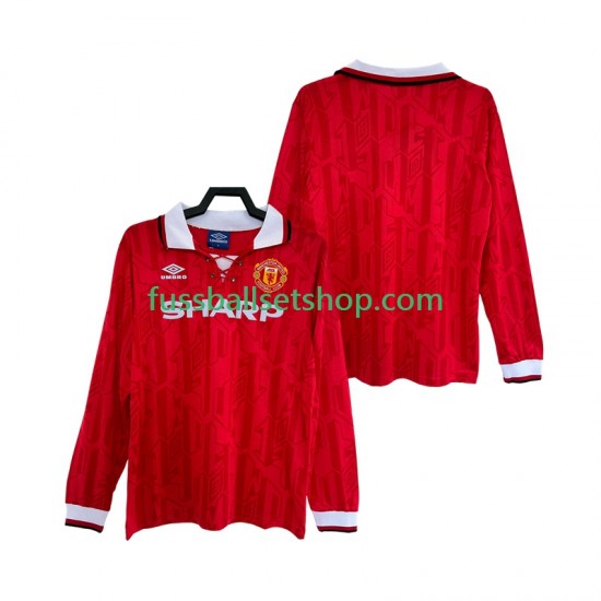 Günstige Fußball Trikotsatz Manchester United 1992 Retro Herren Heimtrikot 1994 Langarm