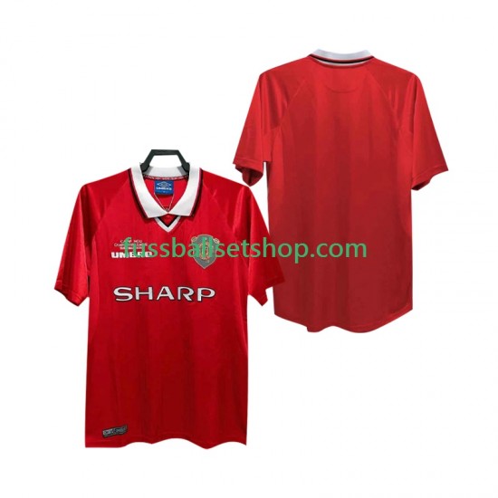 Günstige Fußball Trikotsatz Manchester United 2000 Retro Herren Heimtrikot 1999 Kurzarm