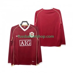 Günstige Fußball Trikotsatz Manchester United 2007 Retro Herren Heimtrikot 2006 Langarm