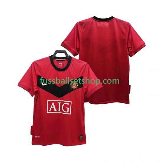 Günstige Fußball Trikotsatz Manchester United 2009 Retro Herren Heimtrikot 2010 Kurzarm