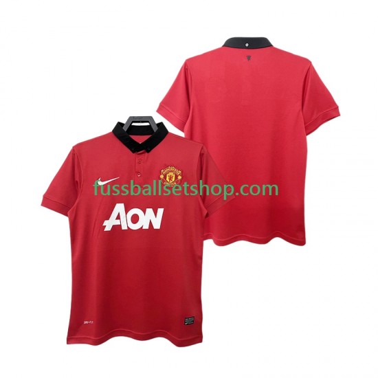 Günstige Fußball Trikotsatz Manchester United 2013 2014 Retro Herren Heimtrikot Kurzarm