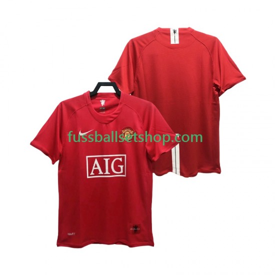 Günstige Fußball Trikotsatz Manchester United Premier League 2007 Retro Herren Heimtrikot 2008 Kurzarm