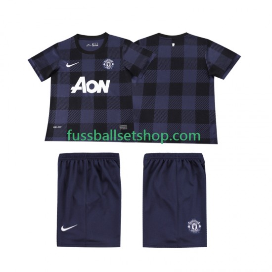 Günstige Fußball Trikotsatz Manchester United 2013 2014 Retro Kinder Auswärtstrikot Kurzarm